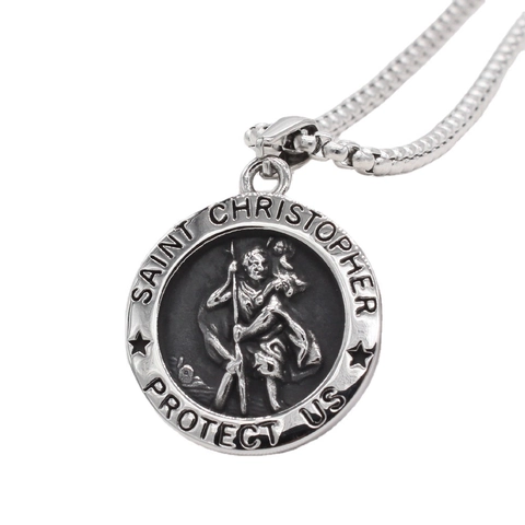 Sint Christoffel Bescherm Ons Medaille Hanger Zonder Ketting Roestvrij Staal Vintage Religieus Amulet Voor Unisex
