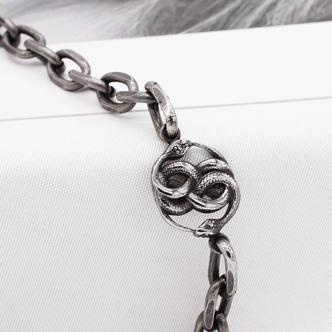 Collana con Ciondolo Re Serpente Uroboro Vintage Uomo Acciaio al Titanio Gotico Totem Animale Gioielli Regalo