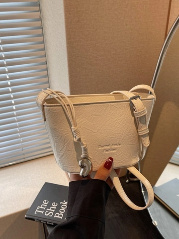 Dames Gerimpelde PU Lederen Emmer Tas Minimalistische Crossbody Tas Met Harthanger Mode Verstelbare Schouderriem Dagelijkse Portemonnee