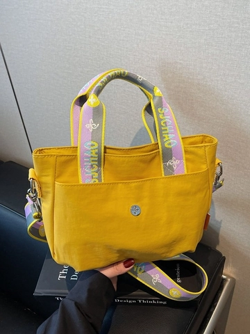 Damen Große Kapazität Canvas Umhängetasche Vielseitige Tote Handtasche Mit Breitem Gemustertem Gurt Für Studenten Alltäglicher Gebrauch
