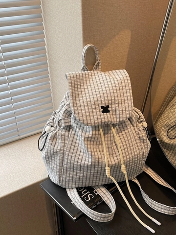 Dames Lichtgewicht Raster Ruitjes Rugzak Casual Reizen Schooltas Voor Studenten Handheld Trekkoord Klep Mode Rugzak