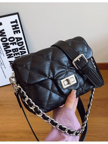 Dames Mode Gewatteerde Ketting Crossbody Tas PU Leer Vierkante Schoudertas Zilveren Slot Gewatteerde Handtas Daily Messenger Bag
