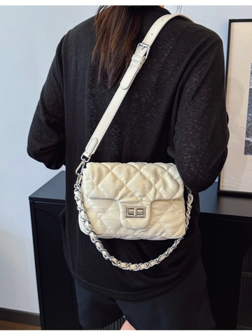 Dames Mode Gewatteerde Ketting Crossbody Tas PU Leer Vierkante Schoudertas Zilveren Slot Gewatteerde Handtas Daily Messenger Bag