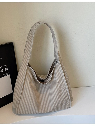 Grote Capaciteit Dames Oxford Stof Tote Tas Geruit Casual Schoudertas College Stijl Hobo Tas Voor Dagelijks Gebruik
