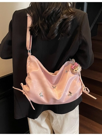 Borsa a Tracolla Donna Grande Capacità in Pelle PU Farfalla Pieghettata Borsa Dumpling Design di Nicchia Versatile Borsa a Spalla
