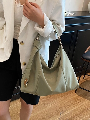 Women Large Capacity Pleated Knitted Fabric Hobo Bag Minimalist Solid Color Tote Shoulder Crossbody Bag Casual Commuter Handbag