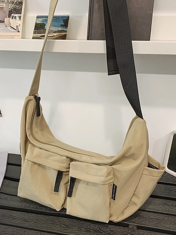 Utility Nylon Messenger Bag Large Capacity Multi Pocket Crossbody Bag Women Casual Dumpling Shoulder Bag