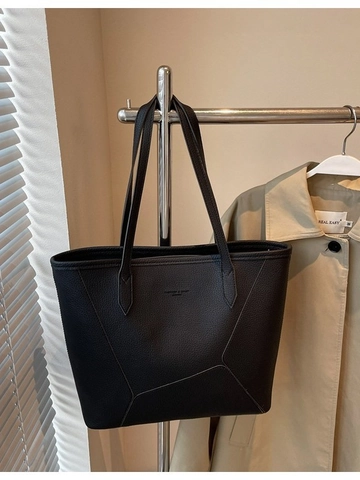 Borsa Tote in Pelle PU di Grande Capacità per Donna Borsa a Tracolla Minimalista con Cuciture Geometriche per Ufficio Quotidiano