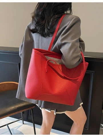 Borsa Tote in Pelle PU di Grande Capacità per Donna Borsa a Tracolla Minimalista con Cuciture Geometriche per Ufficio Quotidiano