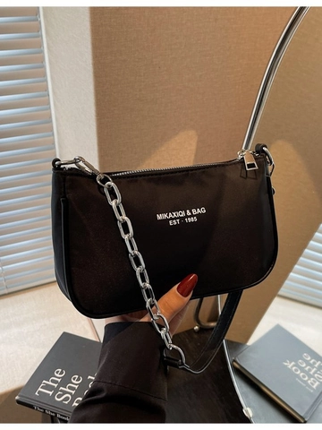 Vintage Oxford Cloth Shoulder Bag For Women Casual Large Capacity Crossbody Bag With Metal Chain Fashion Underarm Purse