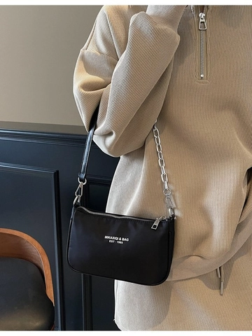 Vintage Oxford Cloth Shoulder Bag For Women Casual Large Capacity Crossbody Bag With Metal Chain Fashion Underarm Purse
