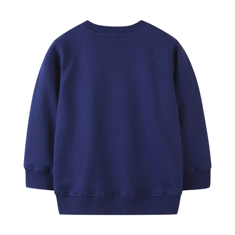 Girls Casual Cotton Sweatshirt With Sequin Unicorn Embroidery Long Sleeve Round Neck Pullover For Kids Navy Blue Toddlers Top
