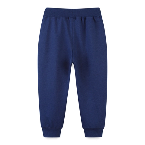 Pantalon de Jogging pour Garçons 100% Coton Broderie Dinosaure Bleu Marine Taille Élastique Pantalon de Sport Décontracté
