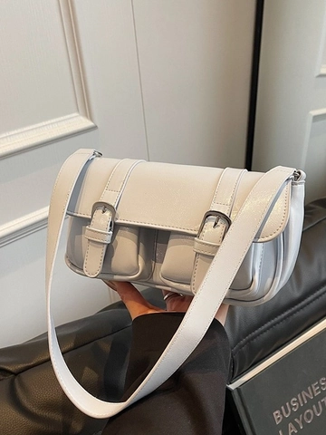 Borsa a Tracolla Piccola Quadrata in Pelle PU Lucida per Donna Borsa Sottobraccio Chic Con Doppie Tasche Anteriori Retrò