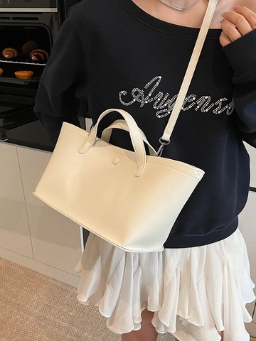 Sac Seau Fourre-tout Minimaliste en Cuir PU pour Femmes Avec Pochette Intérieure Grande Capacité Sac à Main de Banlieue Polyvalent