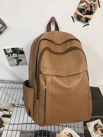 Simple Fashion PU Leather Backpack For Women Large Capacity School Bag For College Students Urban Casual Daypack