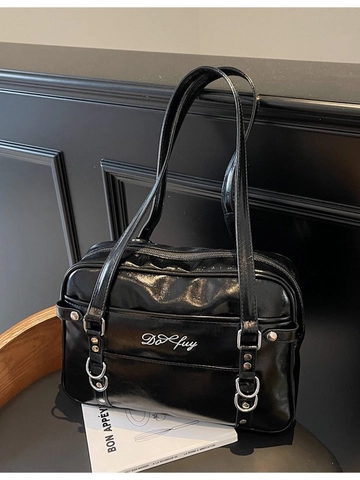 Bolso de Hombro para Mujer de Gran Capacidad Estilo Vintage JK de Cuero PU Bolso Tote de Moda Color Sólido Con Bordado