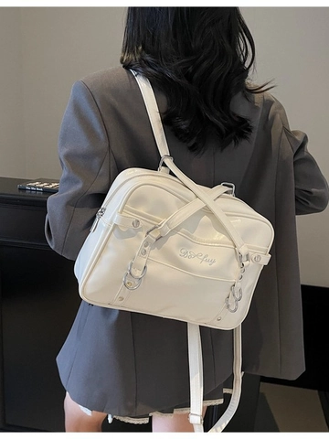 Bolso de Hombro para Mujer de Gran Capacidad Estilo Vintage JK de Cuero PU Bolso Tote de Moda Color Sólido Con Bordado