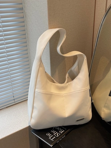 Bolso de Axila para Mujer en Cuero PU Rétro Casual Versátil con Pliegues y Costuras Bolso de Hombro Hobo de Color Sólido para Diario