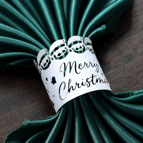 Laser Cut Cardstock Christmas Napkin Rings Santa Claus Hollow Merry Christmas Table Decoration Party Festive Holiday