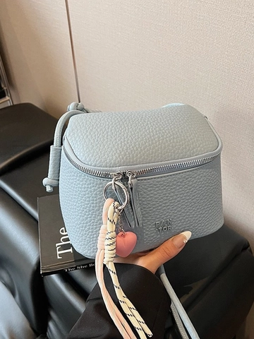 Borsa a Tracolla Donna Motivo Litchi Moda in Pelle PU a Forma di Scatola Con Pendente a Cuore Piccola Borsa Quadrata Messenger