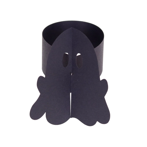 Halloween Ghost Paper Napkin Rings Laser Cut Decorative Napkin Buckle Holder For Festive Party Table Decor Black Gold