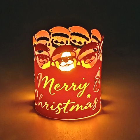 Paralume per Candela in Carta Taglio Laser di Natale Babbo Natale Fiocco di Neve Intagliato Cupcake Wrapper Decorazione Tavola Festa