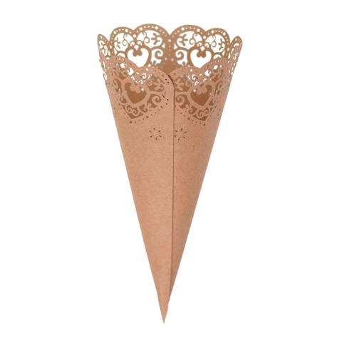 Laser Cut Heart Floral Paper Confetti Cones For Wedding Petals Rice Candy Wedding Party Decorations Cardboard Paper Cones