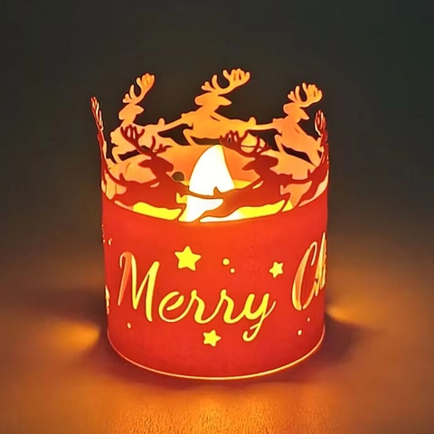 Christmas Reindeer Snowflake Laser Cut Hollowed Paper Napkin Ring Elegant Festive Table Decoration Candle Holder Cover Decor