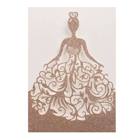 Laser Cut Glitter Wedding Invitation Shell Elegant Princess Silhouette Hollow Out Greeting Card For Engagement Party Blessing