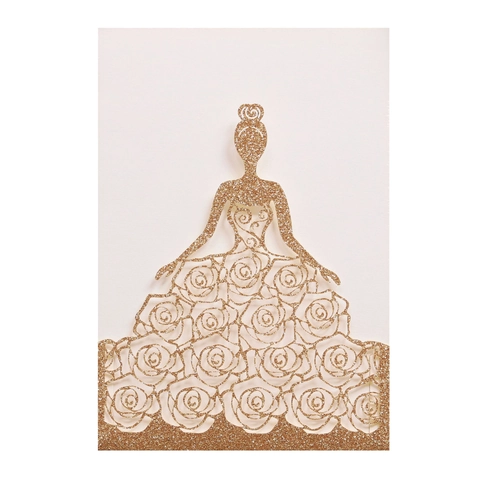 Lasergeschnittene Hochzeitskarten Roségold Glitzer Braut Silhouette Rose Hohl Einladungskarten Mit Umschlägen Für Party