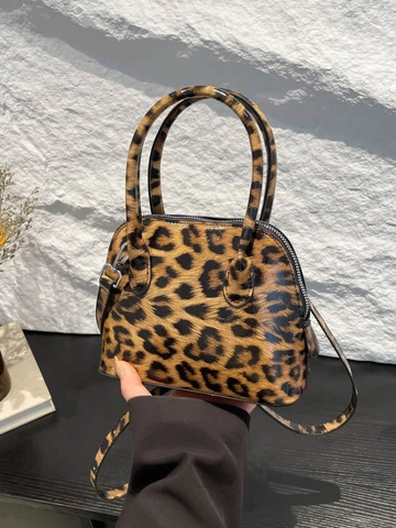 Women Animal Print Shell Handbag PU Leather Shiny Crossbody Bag Adjustable Strap Fashionable Pattern Top Handle Purse