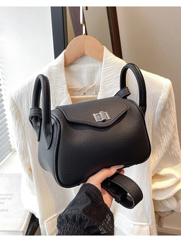 Borsa a Spalla da Donna in Pelle PU con Motivo Litchi Minimalista Borsa a Cuscino Pendolare Design di Nicchia Borsa a Tracolla con Chiusura in Metallo