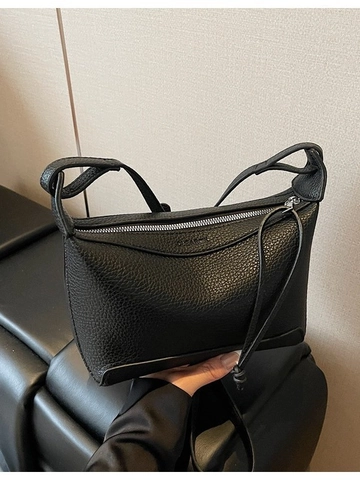 Mode Damen PU Leder Schultertasche Lychee Muster Einfarbig Eimer Umhängetasche Minimalistisch Pendeln Hobo Handtasche