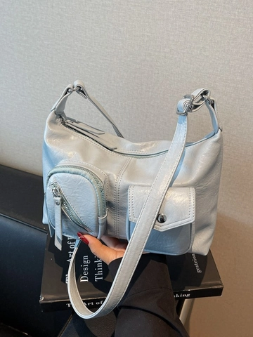 Vintage Geplooide PU Leren Schoudertas Voor Dames Multi-Pocket Crossbody Dumplingtas Retro Onderarmtas Casual Woon-Werkverkeer Handtas