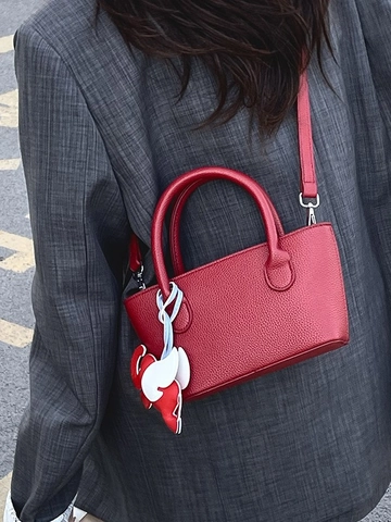 Dames Minimalistische PU Leren Emmer Tas Met Afneembare Olifant Hanger Effen Kleur Crossbody Schoudertas Casual Kleine Tote