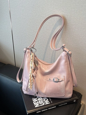 Dames Grote Capaciteit PU Leer Hobo Tas Veelzijdige Schoudertas Transformeerbare Rugzak Met Sjaal Ornament Stedelijke Commuting Tote