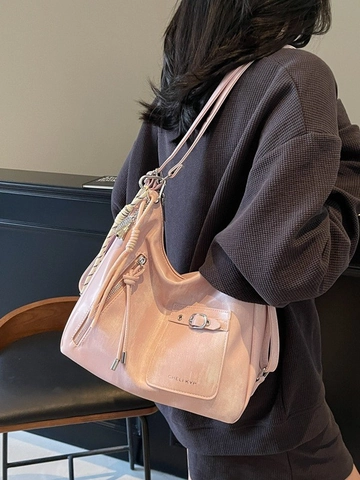 Dames Grote Capaciteit PU Leer Hobo Tas Veelzijdige Schoudertas Transformeerbare Rugzak Met Sjaal Ornament Stedelijke Commuting Tote