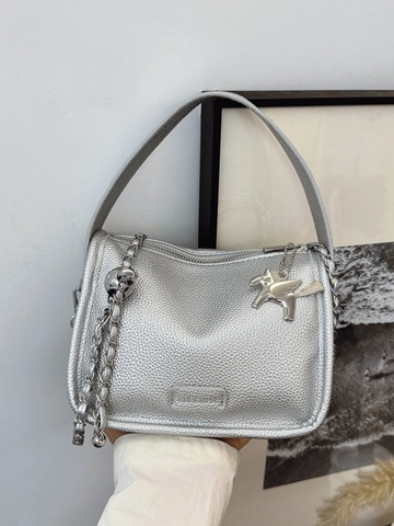 Borsa a Tracolla Piccola Quadrata in Pelle PU da Donna Trama Litchi Catena Con Ciondolo a Cavallo Borsa a Mano Versatile