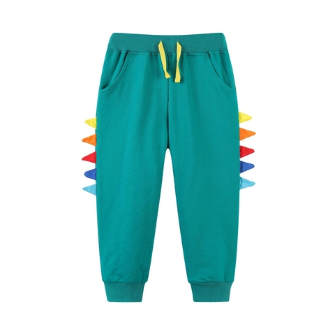 Toddler Boys 100% Cotton Dinosaur Spike Jogger Pants Autumn Soft Elastic Waist Casual Long Trousers For Kids Sporty Sweatpants