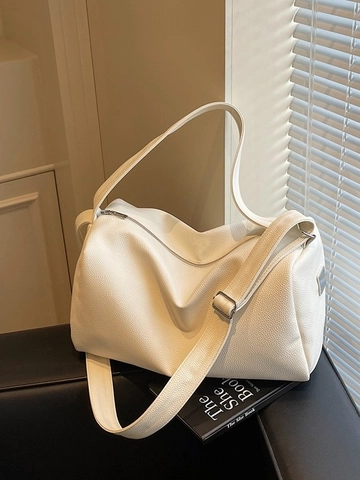 Bolso de Almohada de Cuero PU de Gran Capacidad para Mujer Textura de Guijarros Bolso de Hombro Cruzado Minimalista de Moda
