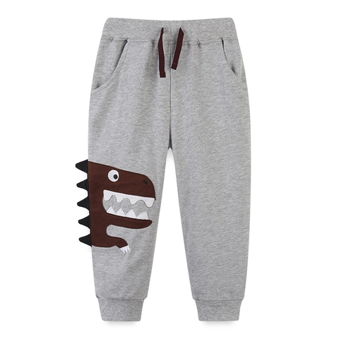 Toddler Little Boys Cotton Dinosaur Embroidered Sweatpants Casual Elastic Waist Drawstring Jogger Pants Ribbed Cuffs Bottoms