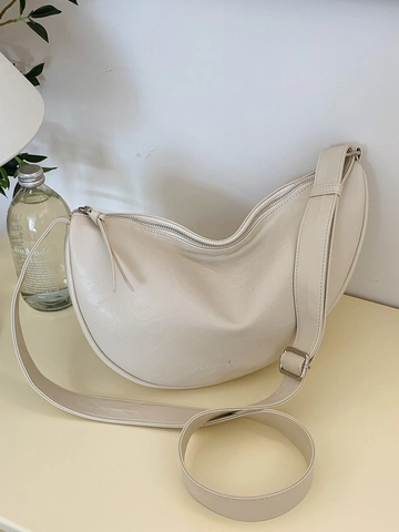 Sac Bandoulière Minimaliste en Cuir PU pour Femme Sac Épaule Plissé en Forme de Croissant Sangle Réglable Sacoche de Trajet