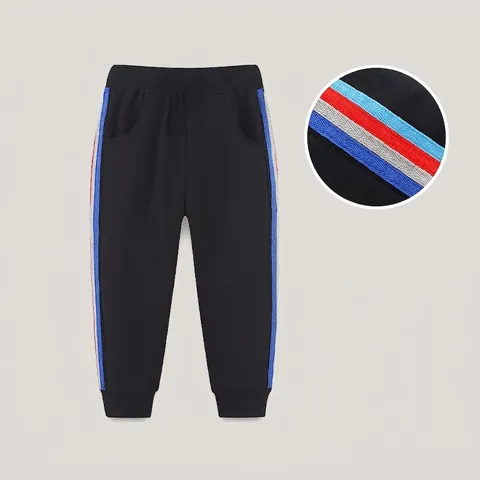 Jongens Casual Katoenen Joggingbroek Sportieve Sweatpants Met Contrast Zijstrepen Elastische Taille Broeken Voor Kinderen Herfst Dagelijks
