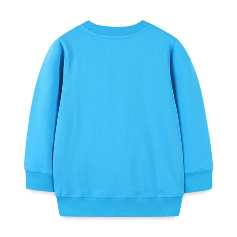 Sweatshirt Garçon Imprimé Voiture de Course 100% Coton Manches Longues Pullover Col Rond Bleu Brillant Top