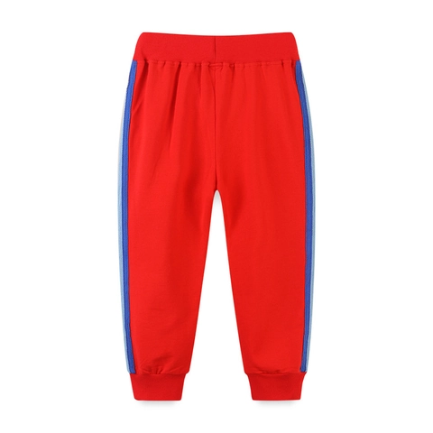 Boys 100 Cotton Sports Joggers Kids Side Striped Contrast Colors Elastic Waist Drawstring Casual Sweatpants For Daily Wear