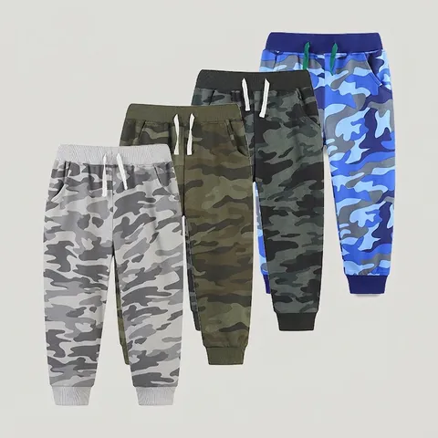 Kids Cotton Camouflage Jogger Pants Toddler Boys Girls Elastic Waist Drawstring Sweatpants Casual Sport Trousers With Pockets
