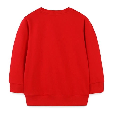 Felpa a Maniche Lunghe in Cotone per Ragazzi Pullover Girocollo con Stampa Veicolo da Cantiere Top per Bambini Rosso