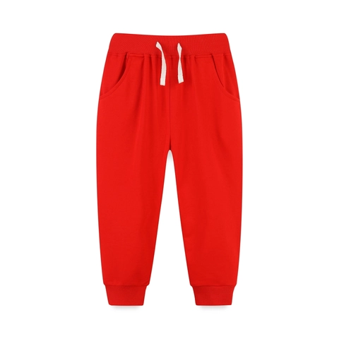 Kids Boys Cotton Joggers Casual Sweatpants Elastic Drawstring Waist Solid Color Autumn Sports Trousers Long Pants