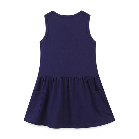 Abito Senza Maniche in Cotone Estivo per Bambine Cartoon Unicorno Stampa Floreale Abito a Gilet Principessa Blu Marino Casual